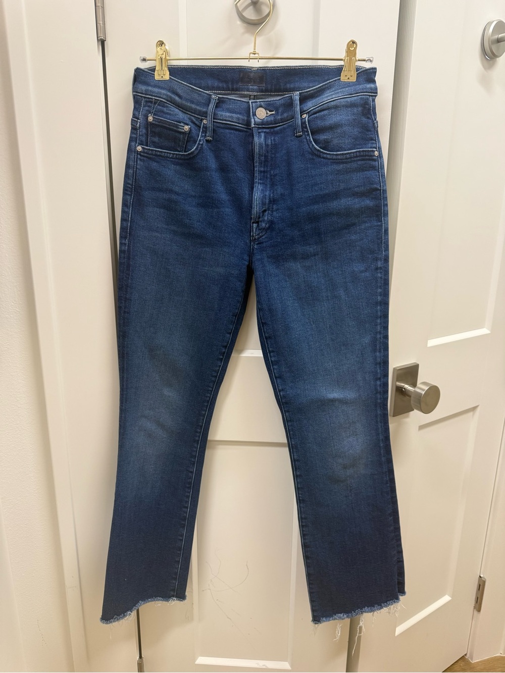 MOTHER Skinny Jeans in Dark Blue Denim